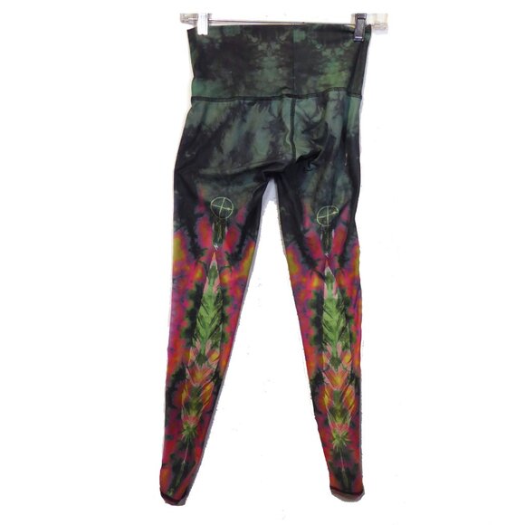 Teeki Eagle Feather Dream catcher Hot Pant Legging Womens X-Small Green Yoga Ath - Picture 2 of 4